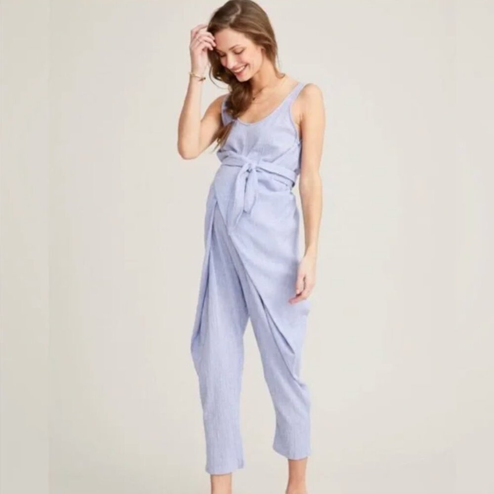 Hatch The Wraparound Lightweight Blue and White Jumpsuit 0